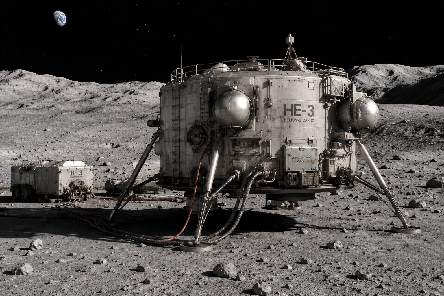 HE-3 lunar cargo lander on the Moon